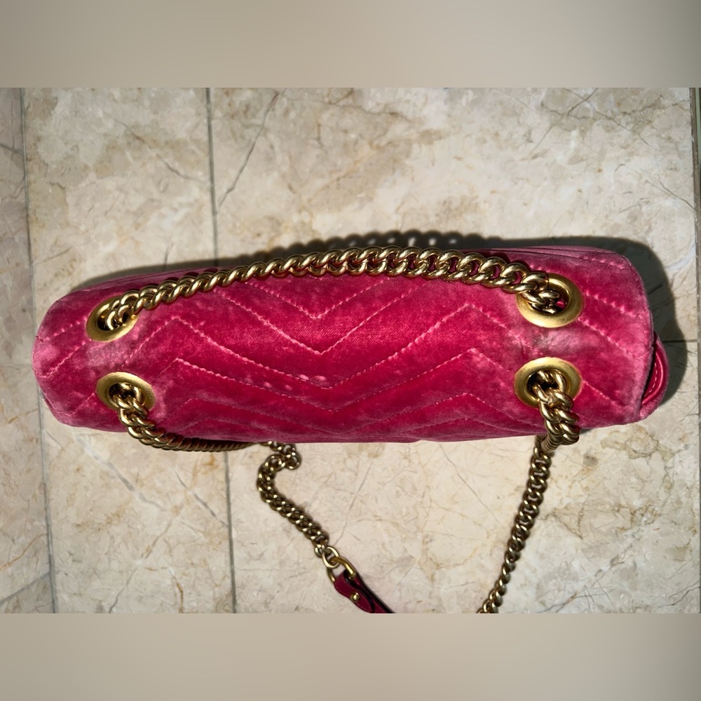Gucci GG Marmont Velvet Small Bag – Fuchsia Pink | COA - Picture 7 of 11